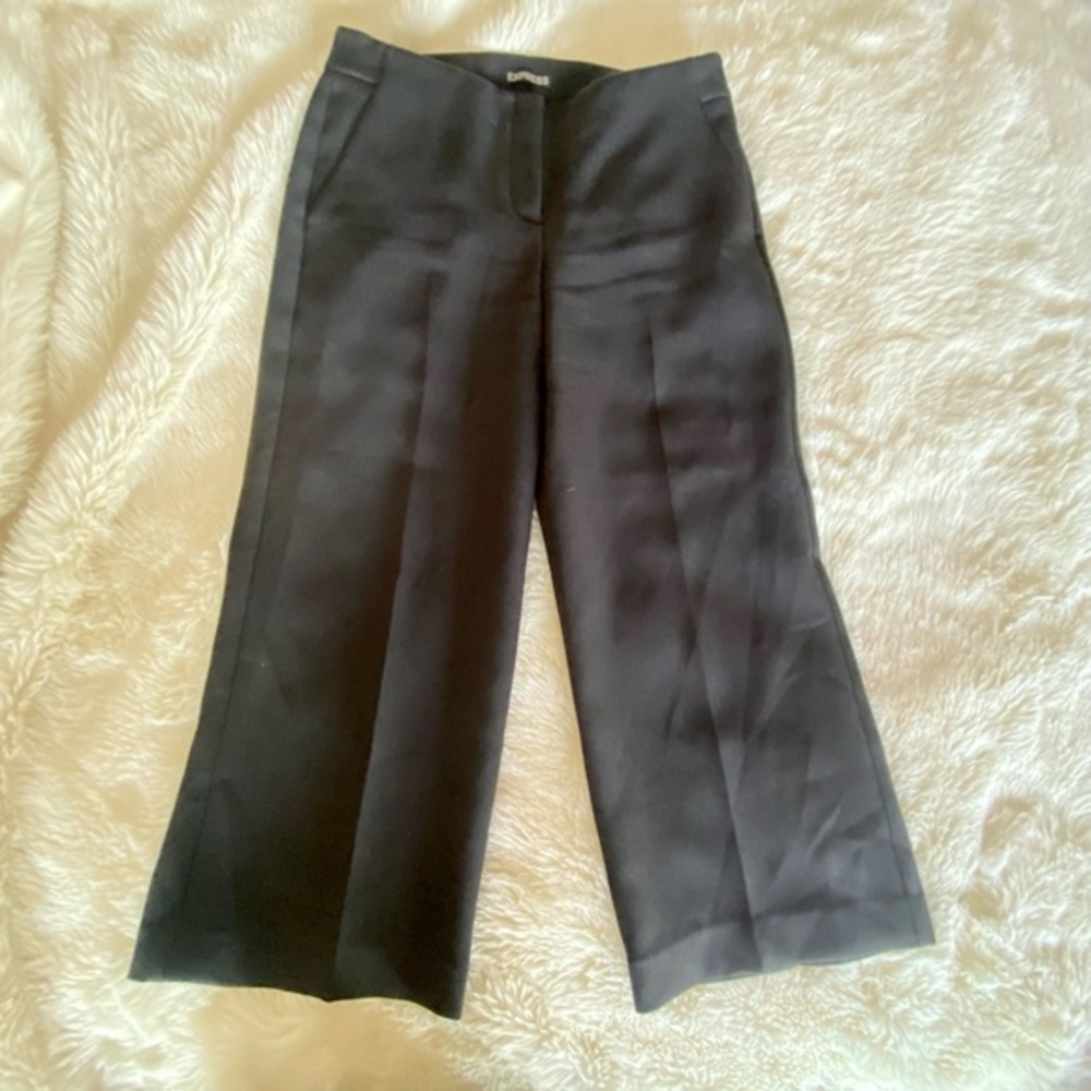 Express Black Cropped Wide-Leg Pants